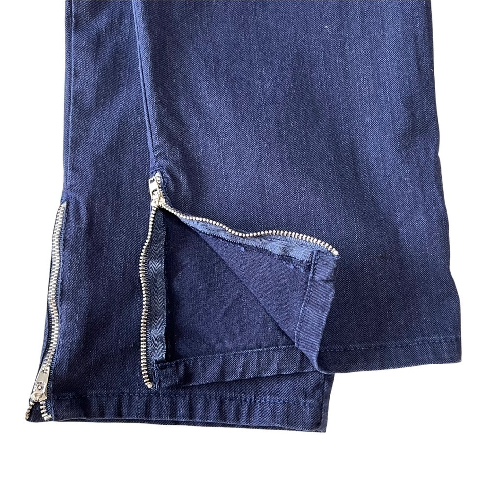 Norma Kamali Navy Blue Zipper Tapered Ankle Denim Pants Women’s 8 - Picture 8 of 10